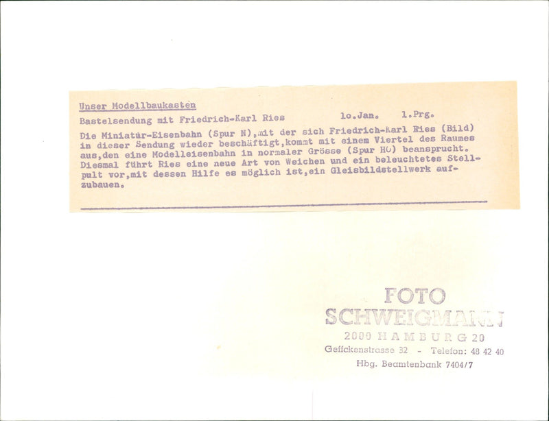 LOAD FRIEDRICH KARL RIES OUR MODEL BUILDING KIT CRAFT - Vintage Photograph