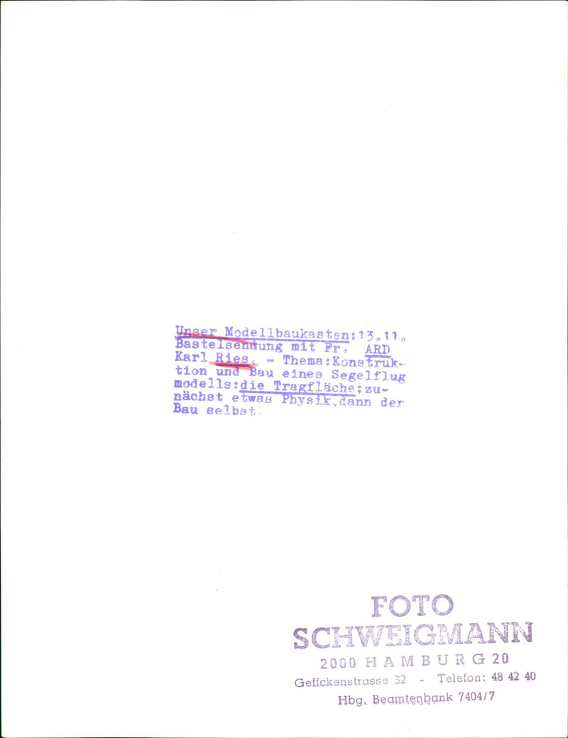 BUILDING TASTED FRIEDRICH KARL RIES OUR MODEL BUILDER KIT - Vintage Photograph