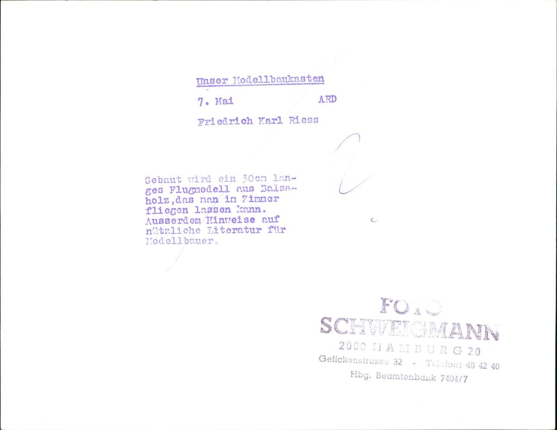 MODEL BUILDING TASTED KARL RIES OUR HODELL BUILDER HAI ARD FRIEDRICH - Vintage Photograph