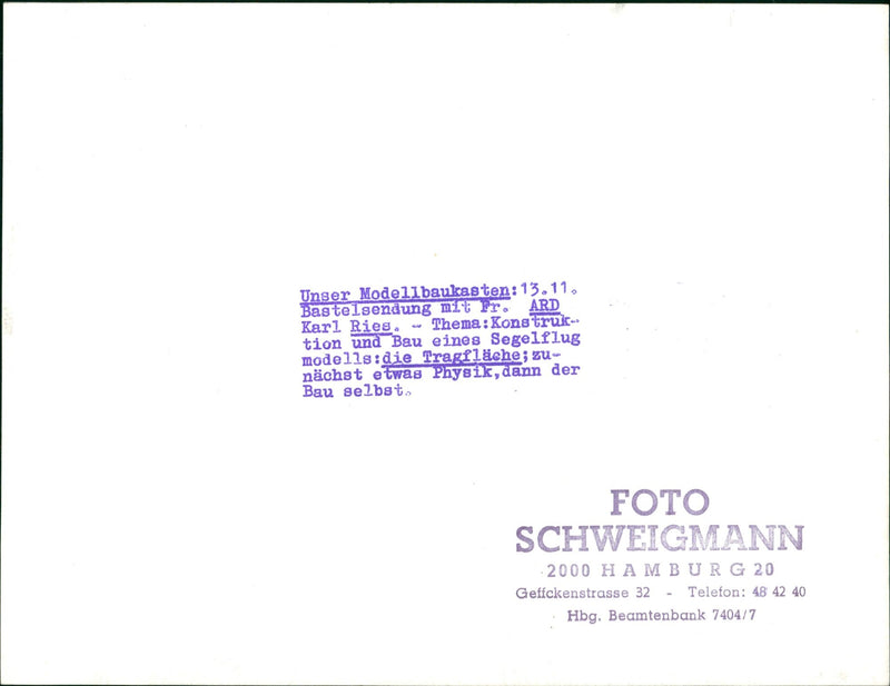 BUILDING TASTED FRIEDRICH KARL RIES OUR MODEL KIT CRAFTSMANSHIP ARD - Vintage Photograph