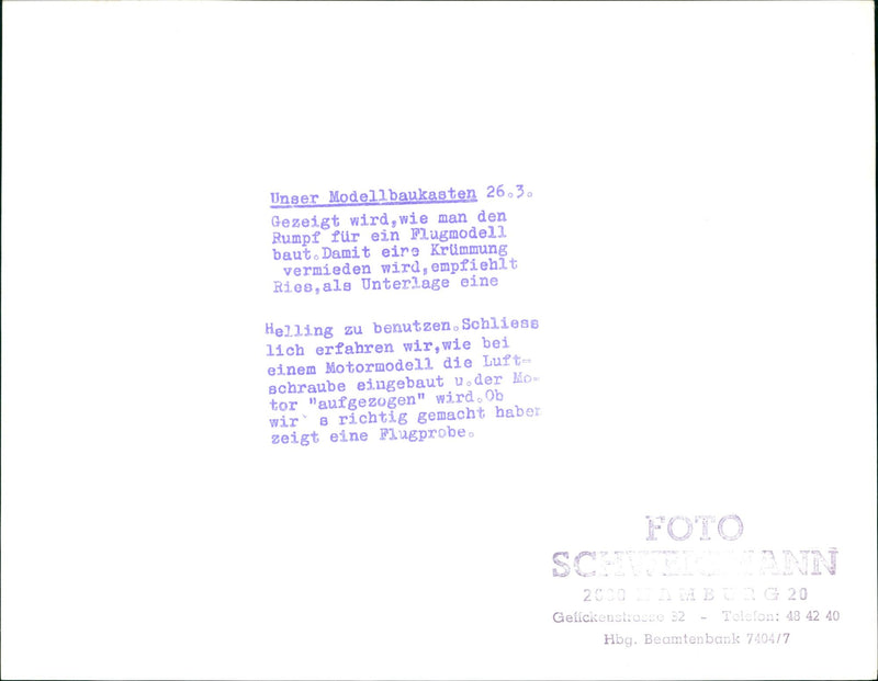 BUILDING TASTED FRIEDRICH KARL RIES OUR MODEL KIT SHOWS HOW BUILD - Vintage Photograph