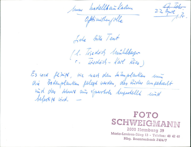 MODELKLAUTADENS FRIEDRICH KARL RIES HUSE HODELLBEI KATTEN OFISTI - Vintage Photograph