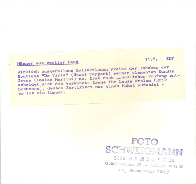 SVOUMER LUDWIG SCHWEIGHTANN GERMAN SHOT FILM - Vintage Photograph