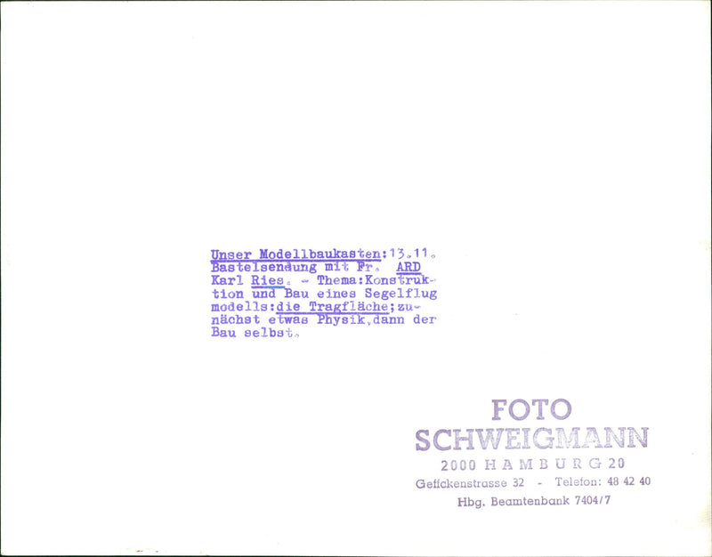 BUILDING TASTED FRIEDRICH KARL RIES OUR MODEL KIT CRAFTSMANSHIP ARD - Vintage Photograph