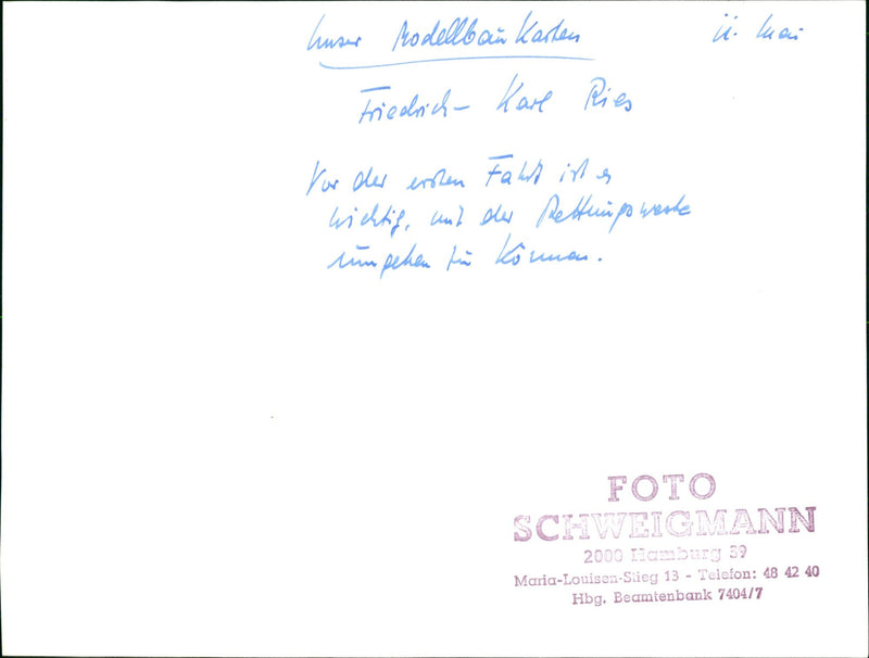 OUR MODELKLAUTADENS FRIEDRICH KARL RIES AND AODELLO OCU MAPS KARE - Vintage Photograph