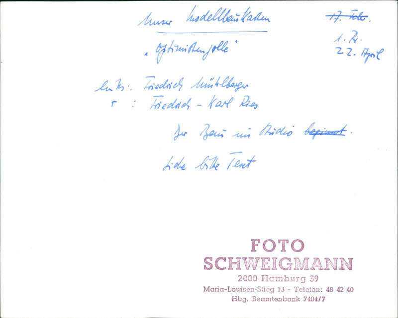 OUR MODELKLAUTADENS FRIEDRICH KARL RIES LUR BEUR RIDIO - Vintage Photograph