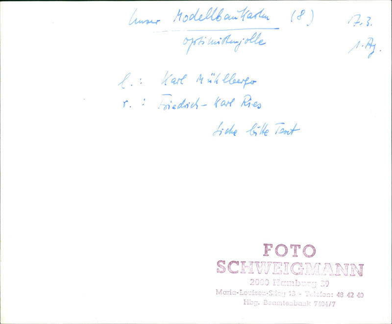 MODELKLAUTADENS FRIEDRICH RIES HUSE MODELLBAN KARLEN OPST - Vintage Photograph