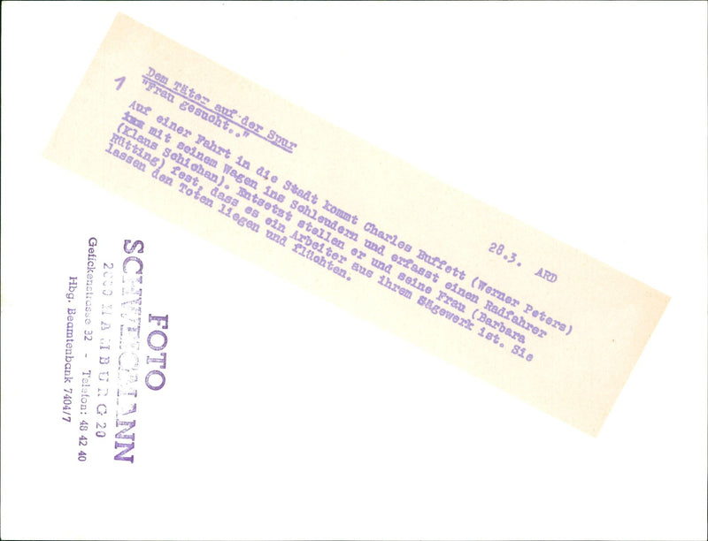 WOMAN WANTED GERMAN FILM STARRING WERNER PETERS AND BARBARA RUT CHARLES - Vintage Photograph