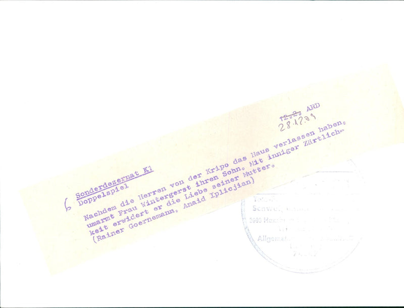 DEZERNAT DOUBLE GAME SUN GERMAN DRAMA FILM DIRECTED RAINE - Vintage Photograph