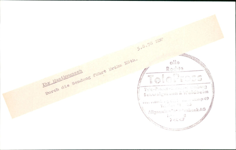 1978 MUSE HARNSEK ZDT YOUR MUSIC WISH EXHIKA KOTH DRONE THROUGH SCHW - Vintage Photograph