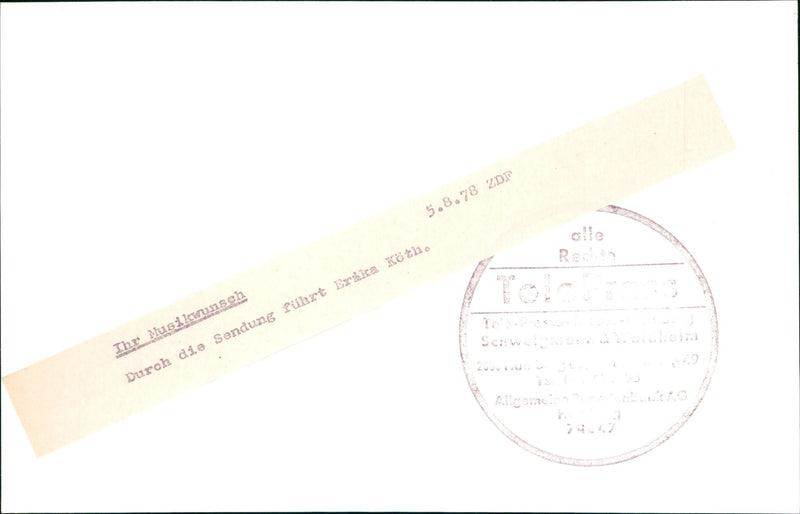 1978 MUSE HARNSEK ZDI SCHWA YOUR MUSIC WISH ERIKA KOTH DRONE THROUGH - Vintage Photograph