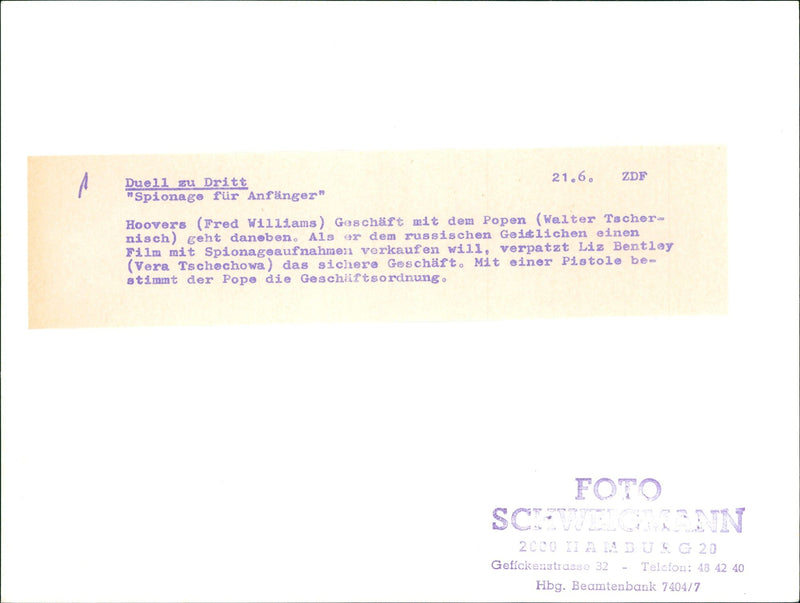 SPYING BEGINNING HOOVERS FRED WILLIAMS COMPANY POPE WALTE FILM VERA - Vintage Photograph