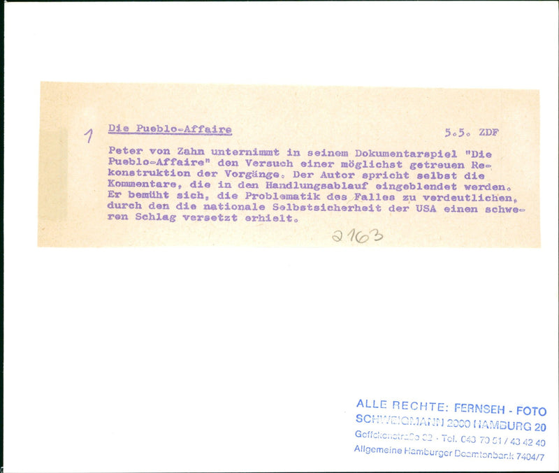 HARVEY BUCHER PETER VON ZAHN HIS DOCUMENTARY GAME PUEBLO AFFAIR NAVY - Vintage Photograph