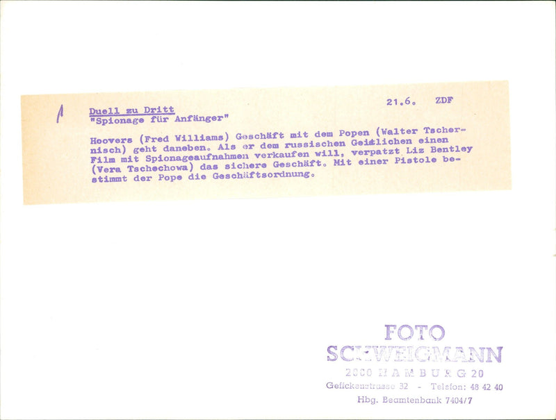 SPYING BEGINNING HOOVERS FRED WILLIAMS COMPANY POPE WALTE FILM VERA - Vintage Photograph