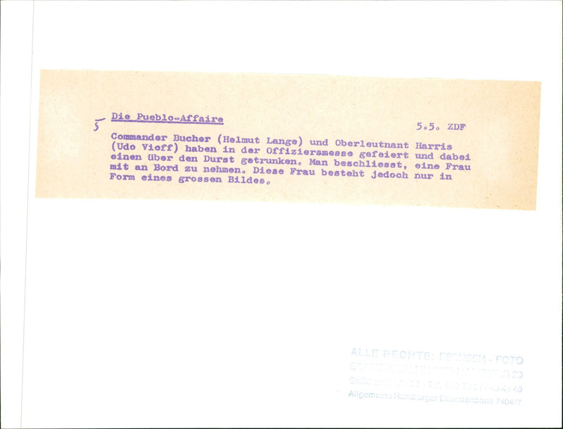 AFFARI PUEBLO AFFAIR COMMANDER BUCHER HELMUT LANGE AND LIEUTENANT - Vintage Photograph