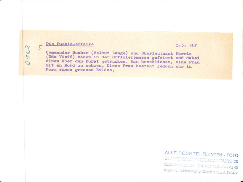 PUEBLO AFFARI COMMANDER BUCHER HELMUT LANGE AND LIEUTENANT HARRIS UDO - Vintage Photograph