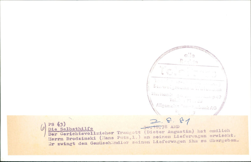 1981 BAILIFF TRAUGOTT DIETER AUGUSTIN HAS FINALLY CAUGHT ILERRN BRODZINSKI LANS - Vintage Photograph