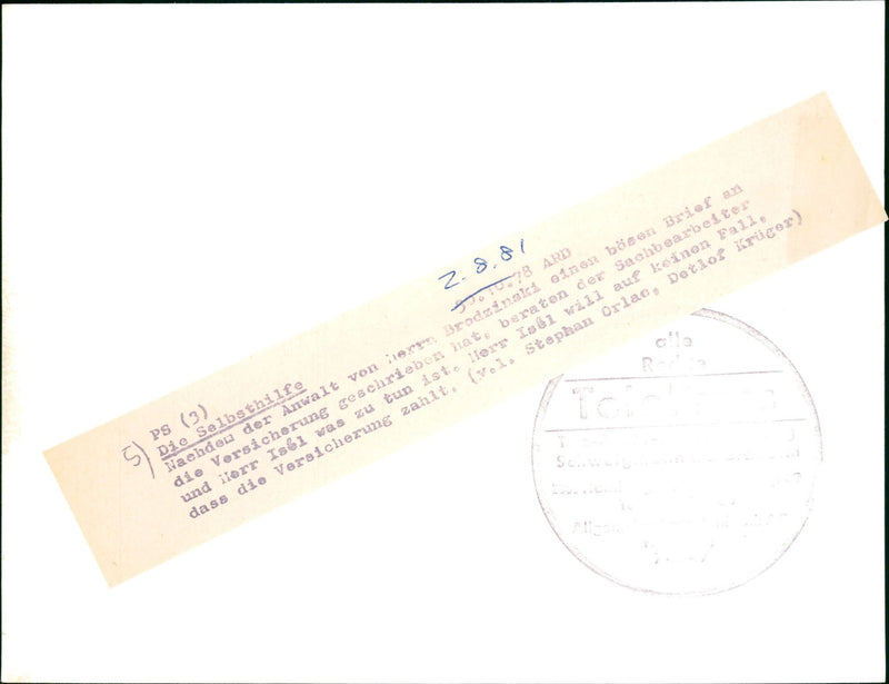 1981 GEMUSE FRANZ BRODZINSKI BAILIFF TRAUGOTT DIETER AUGUSTIN HAS FINALLY CAUGHT - Vintage Photograph