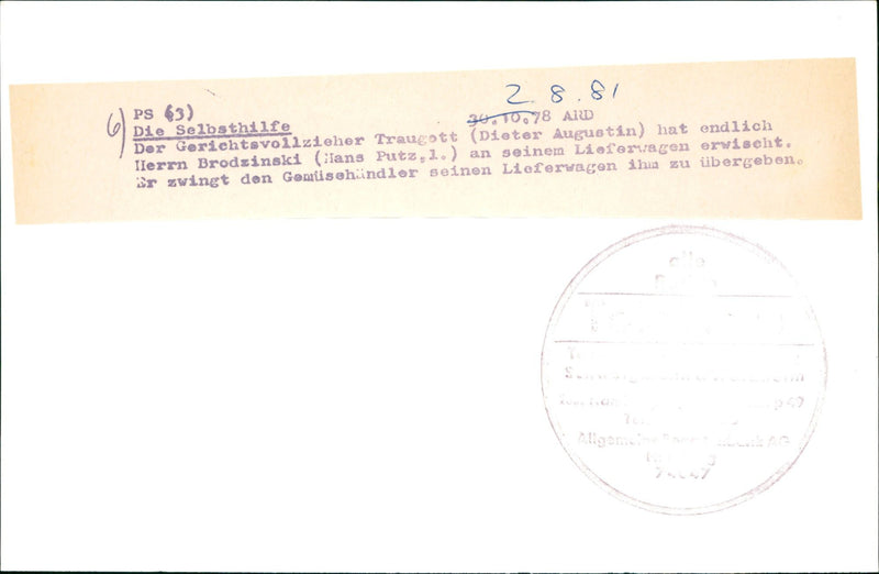 1978 GEMUSE FRANZ BRODZINSKI SELF HELP AND BAILIFF TRAUGOTT DIETER AUGUS - Vintage Photograph