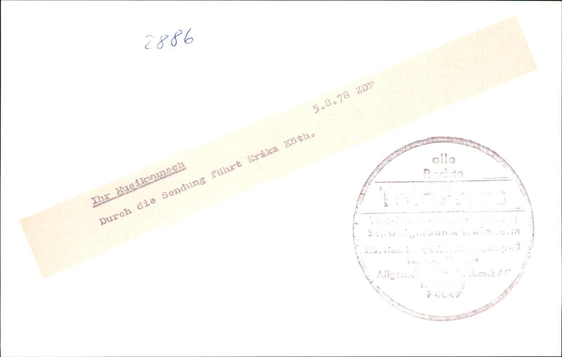 1978 MUSE HARNSEK ZDE YOUR MUSIC WISH ERIKA KOTH DRONE THROUGH - Vintage Photograph