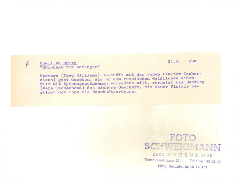 SPYING BEGINNING HOOVERS FRED WILLIAMS COMPANY FILM VERA - Vintage Photograph