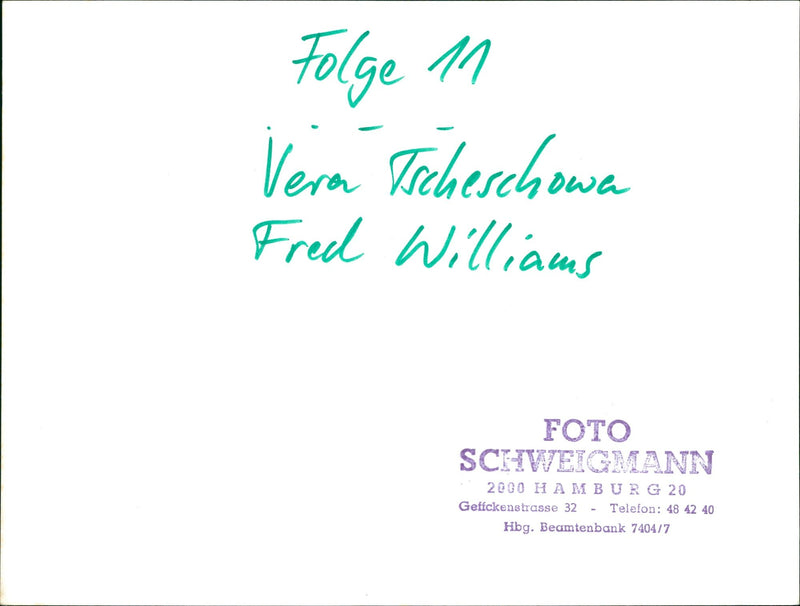 HOOVERS FRED WILLIAMS COMPANY POPE WALT FILM VERA - Vintage Photograph