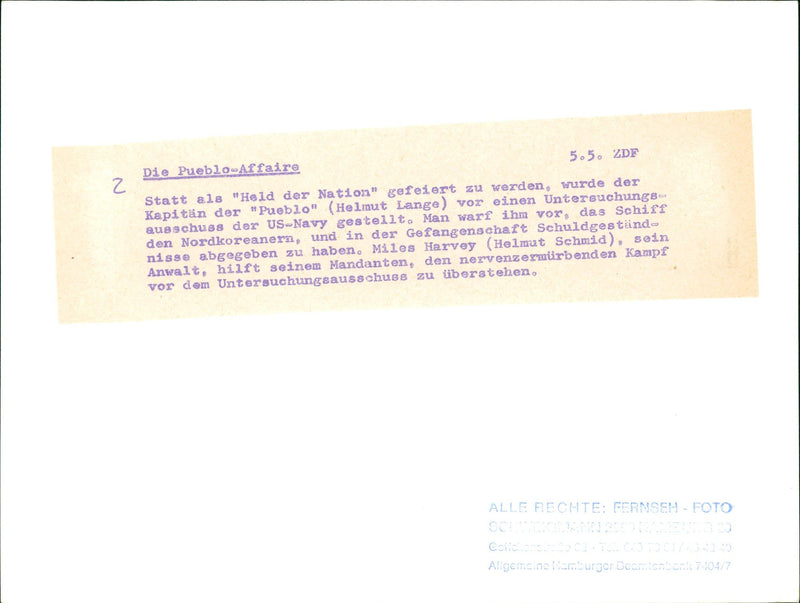 PUEBLO AFFAR AND SECOND FILM SERIES NAVY - Vintage Photograph