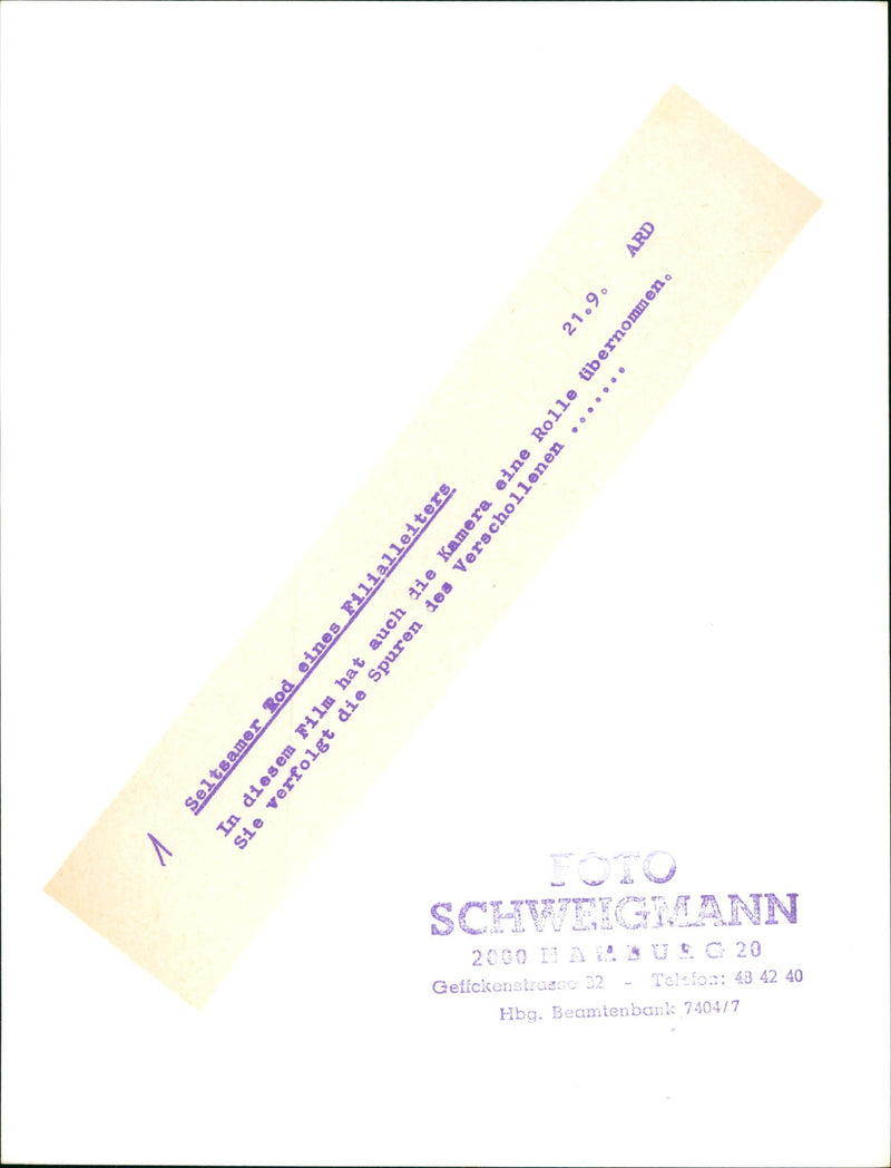 TOCH STRANGE ROD WINES BRANCH MANAGER GEFFCKENSTRASSE IBG OFFICIAL BANK FILM - Vintage Photograph