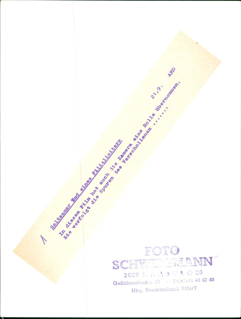 ODD TOCH BRANCH MANAGER SCHVI HBG OFFICIAL BANK FUCKING STROSCE FILM - Vintage Photograph