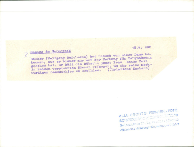 MARUD BLOOD SACHER WOLFGANG REICHMANN HET VISIT DEME COME WHICH - Vintage Photograph