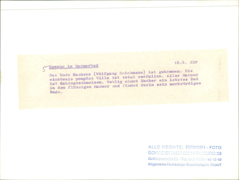 MARUD BLOOD END SECHER WOLFGANG REICHMANN HAS COME CINSTUAIS POM - Vintage Photograph