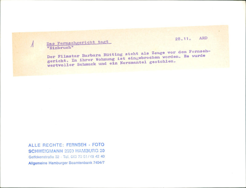 COURT MEETING BURGLARY MOVIE STAR BARBARA - Vintage Photograph