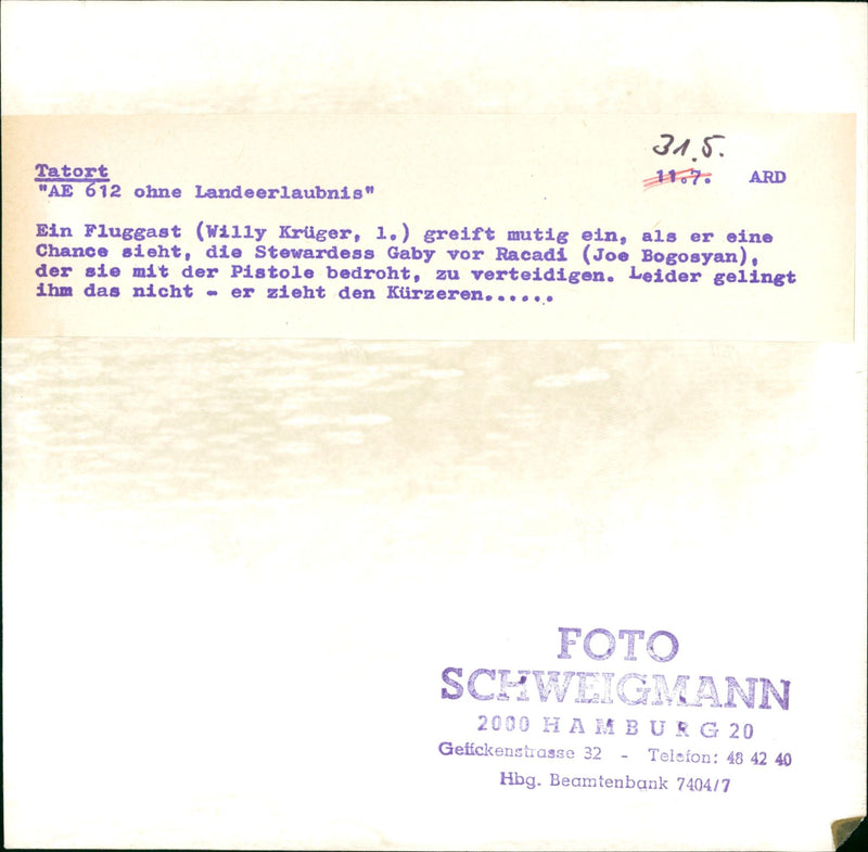 WITHOUT LAUDE PERMITS WILLY KRUGER AND JOE BOGOSYAN STAR FILM - Vintage Photograph