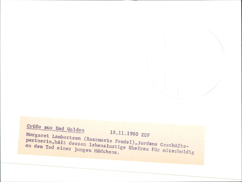 1980 SROE WALDEN LAMBERTSEN ROSMARIE FENDEL GERMAN FILM ACTRESS SHE - Vintage Photograph