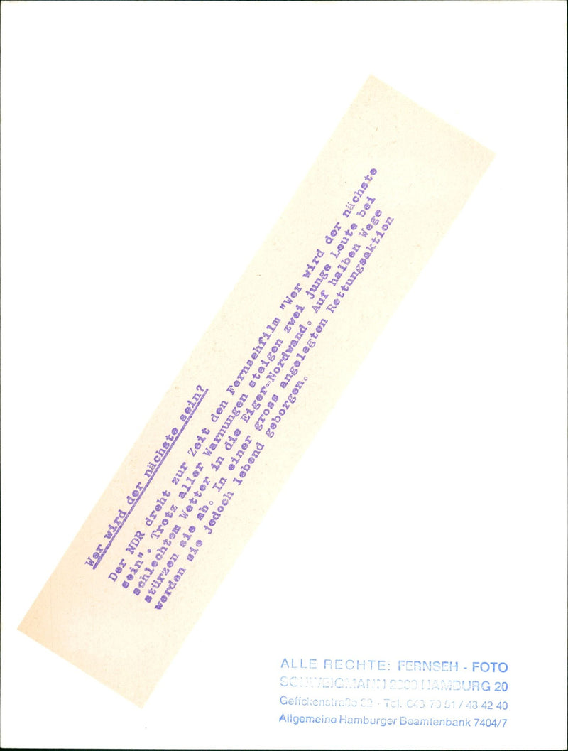 CURRENTLY SHOOTS TELEVISION MOVIE WHO NEXT CARE DES - Vintage Photograph