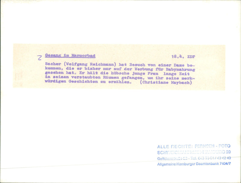 MARUD BLOOD SACHER WOLFGANG REICHMANN HAS COME VISIT LADY WHOM - Vintage Photograph