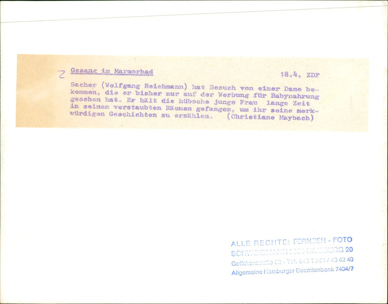 MARUD BLOOD ZDE SACKER WOLFGANG REICHMANN HAS COME VISIT LADY WHO - Vintage Photograph