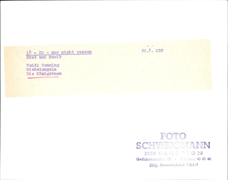 THUS JUST DONT FIT SKAT AND MUSIC HEIDI HENNING MICHELANGELO KONIGS - Vintage Photograph