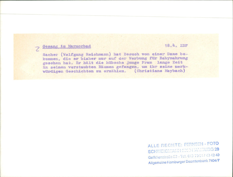 MARUD BLOOD SONG MARBLE BED SACHER WOLFGANG REICHMANN HAS VISITED - Vintage Photograph