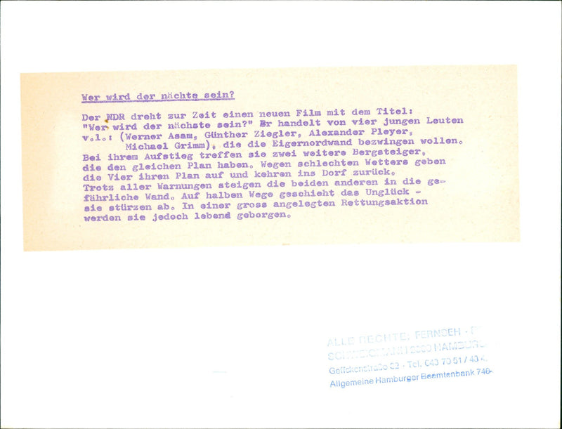 MDR CURRENTLY SHOOTING NEW FILM ENTITLED WHO MICHAEL PLAYER - Vintage Photograph