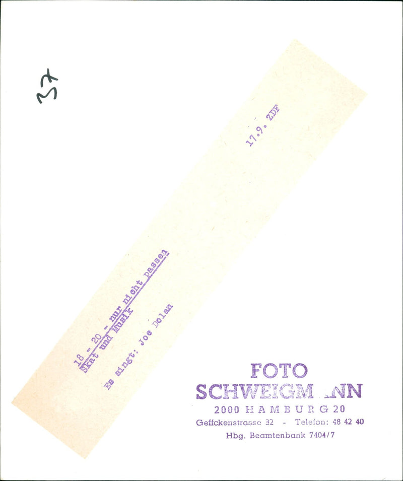 THUS JOE DOLAN ONLY NOT PASS SKAT AND MUSIC HBG OFFICIAL BANK GEFFCKENSTRAS - Vintage Photograph