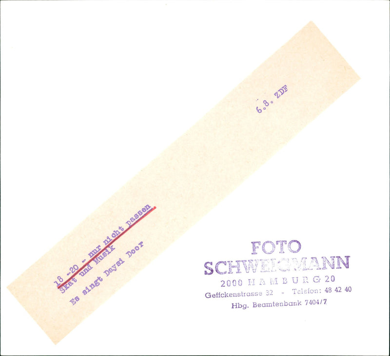 THUS OUR NOT FIT SKAG AND MUSIC HAMBURG GEFFCKENSTRASSE PHONE SINGS DAYS - Vintage Photograph