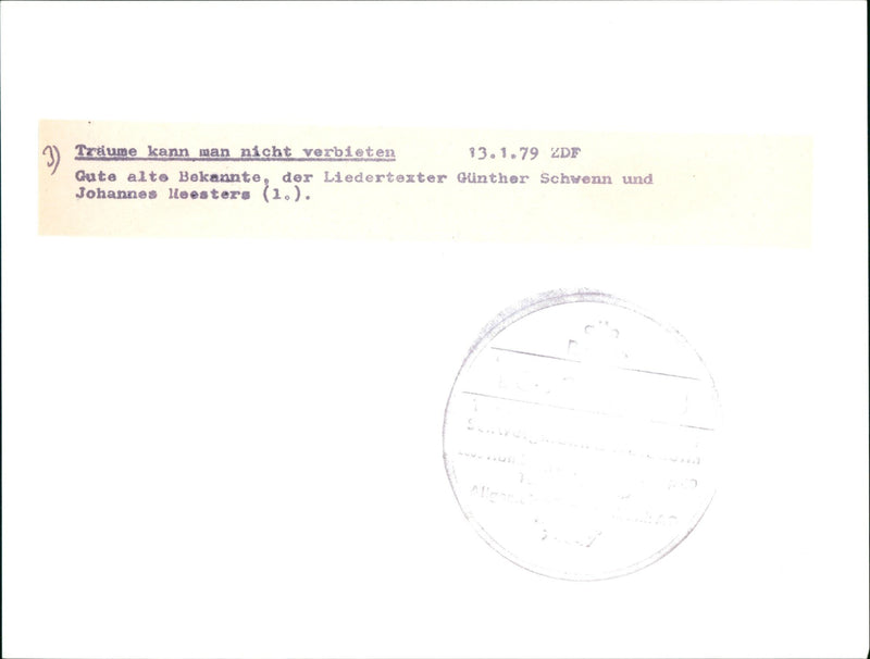 1979 VERBTEN ALTO WELLKNOWN SONGWRITER GUNTHER SCHWENN AND ANNES LLOES - Vintage Photograph