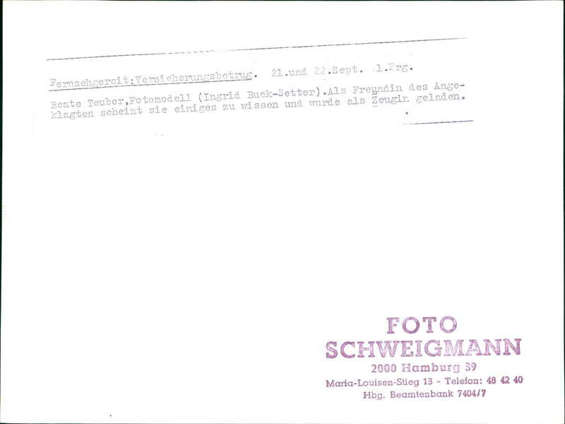 COURT JUSTICE EUROPEAN COMMUNITIES PRG TEUBER MODEL INGRID BUCK - Vintage Photograph