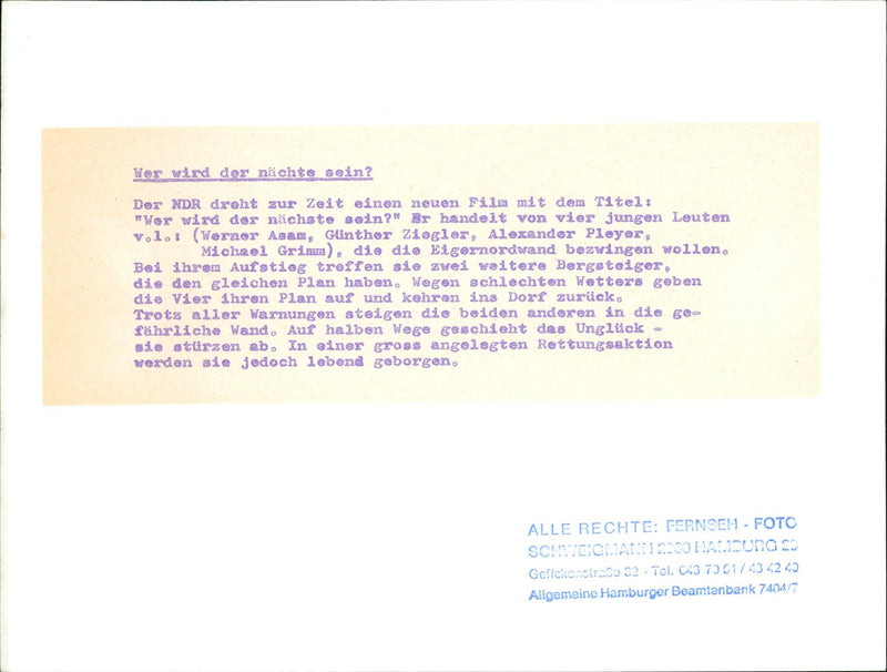 FOUR YOUNG PEOPLE VOL WERNER ASAM GUNTHER ZIEGLEZ ALEXANDER PLE FILM MICHAEL - Vintage Photograph