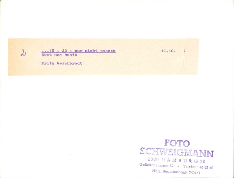 THUS JUST DONT FIT SKAT AND MUSIC FRITZ WEICHBRODT PHOTO SCHWEIGMAN HAMBURG - Vintage Photograph