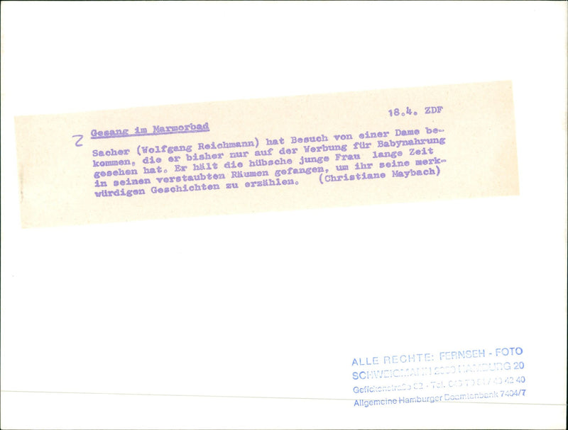 MARUD BLOOD ZDE SACHER WOLFGANG REICHMANN HAS COME VISIT LADY BOWL - Vintage Photograph