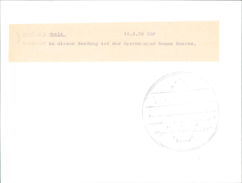 1979 MUSIC THIS OPERA SINGER BENNO KUSCHE WHO KNOWN - Vintage Photograph