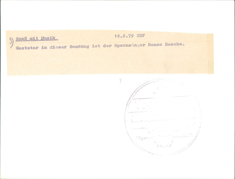 1979 ZDE MUSIC ATAS THIS OPERA SINGER BENNO KUSCHE WHO SINGS - Vintage Photograph