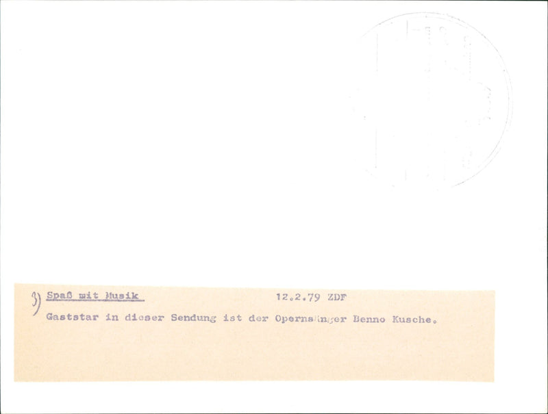 1979 OPERA SINGER BENNO KUSCHE MUSIC THIS - Vintage Photograph